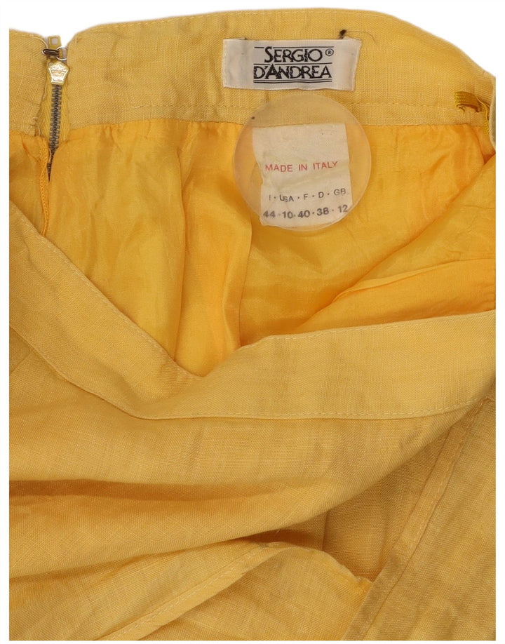 SERGIO D'ANDREA  Womens Midi Skirt UK 12 Medium W28 Yellow Linen