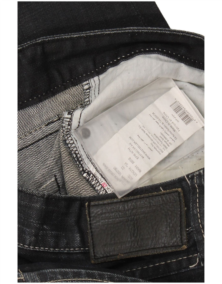 JACK & JONES Mens Straight Jeans W32 L34 Navy Blue Cotton