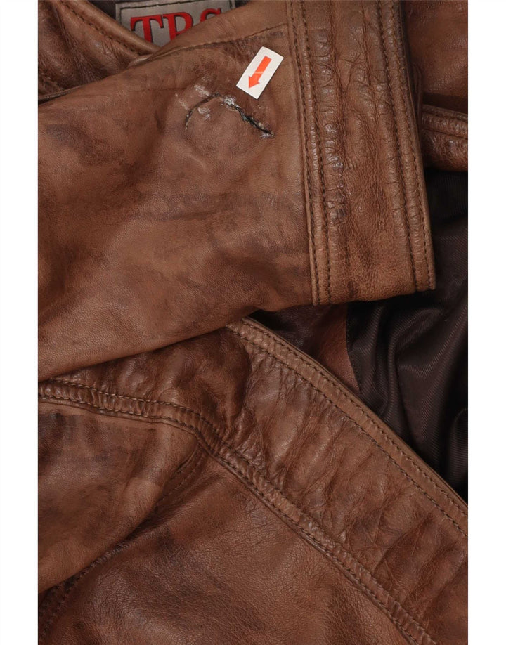 Vintage Mens Leather Jacket IT 60 4XL Brown