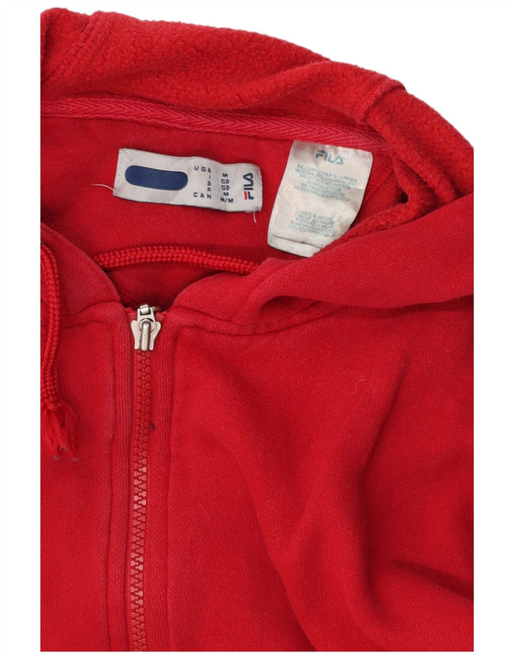 FILA Mens Zip Hoodie Sweater Medium Red Cotton
