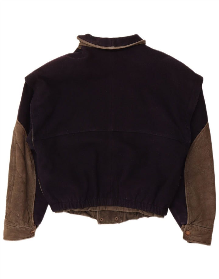 VITTORIO FORTI Womens Bomber Jacket IT 46 Large Navy Blue Viscose