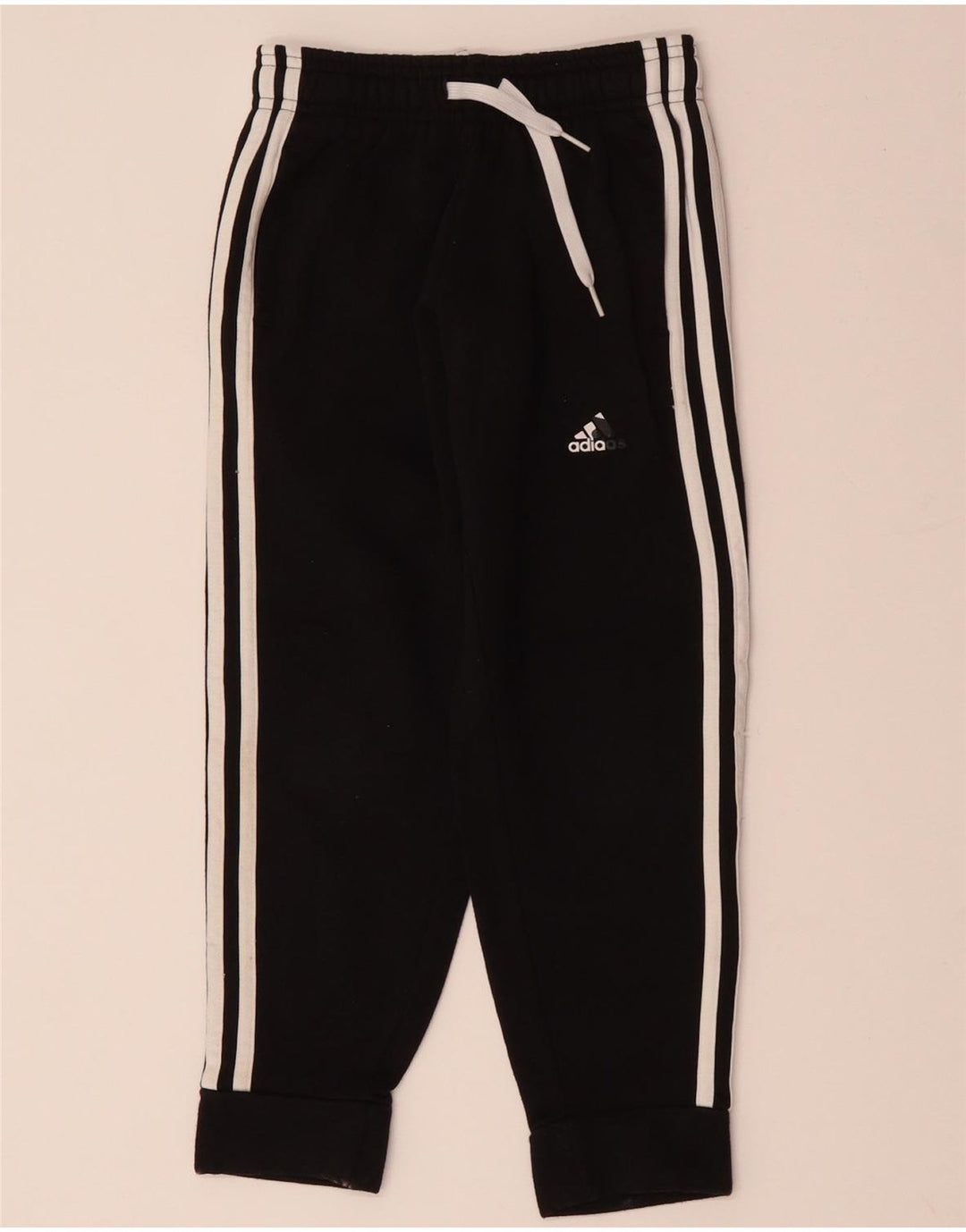 ADIDAS Boys Tracksuit Trousers Joggers 7-8 Years  Black Cotton