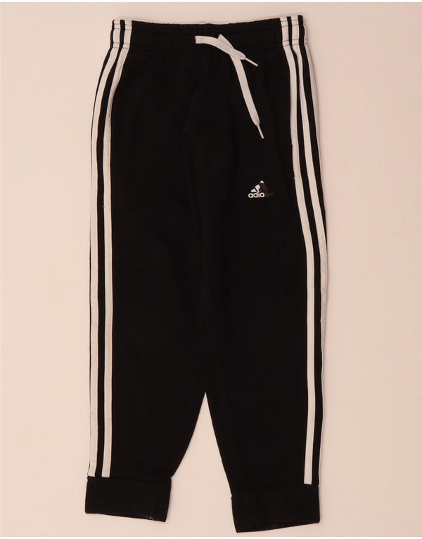ADIDAS Boys Tracksuit Trousers Joggers 7-8 Years  Black Cotton