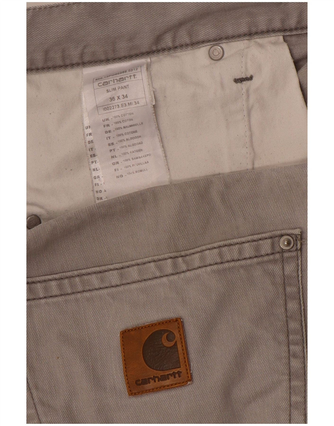 CARHARTT Mens Slim Casual Trousers W36 L34 Grey Cotton