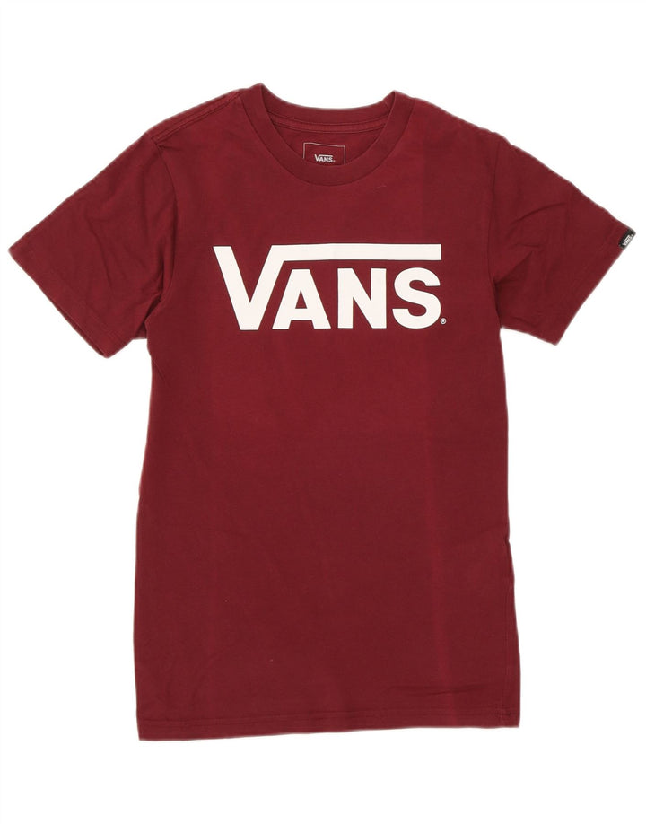 VANS Womens Classic Fit Graphic T-Shirt Top UK 6 XS Burgundy Cotton