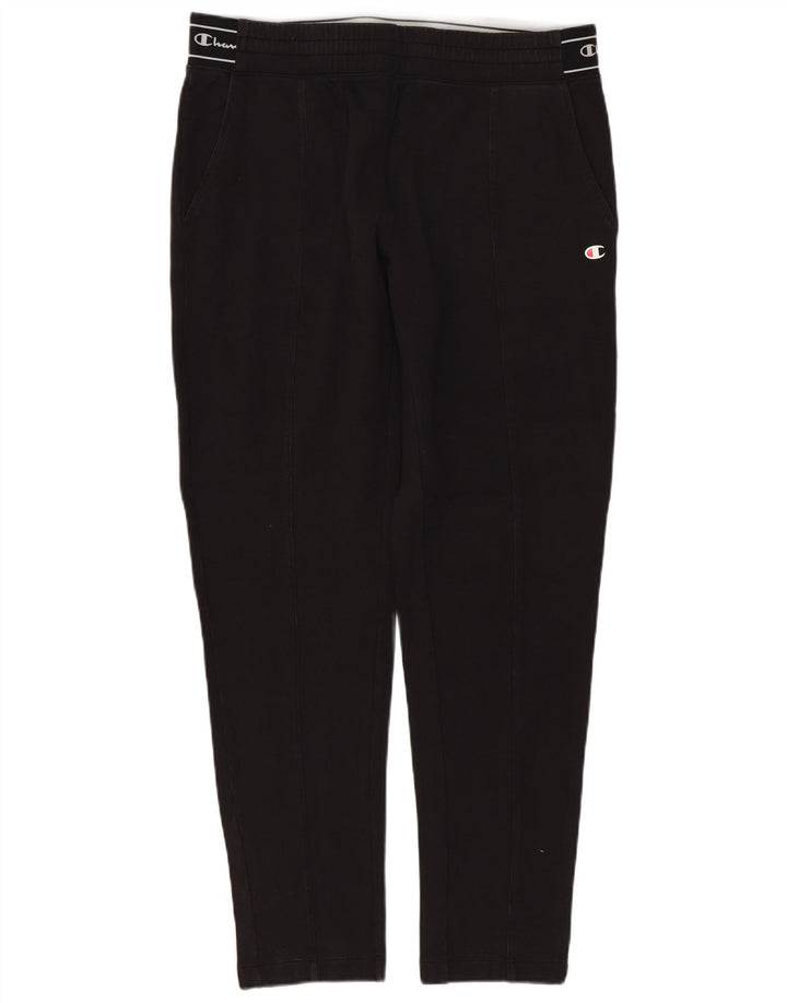 CHAMPION Womens Graphic Tracksuit Trousers UK 14 Medium  Black