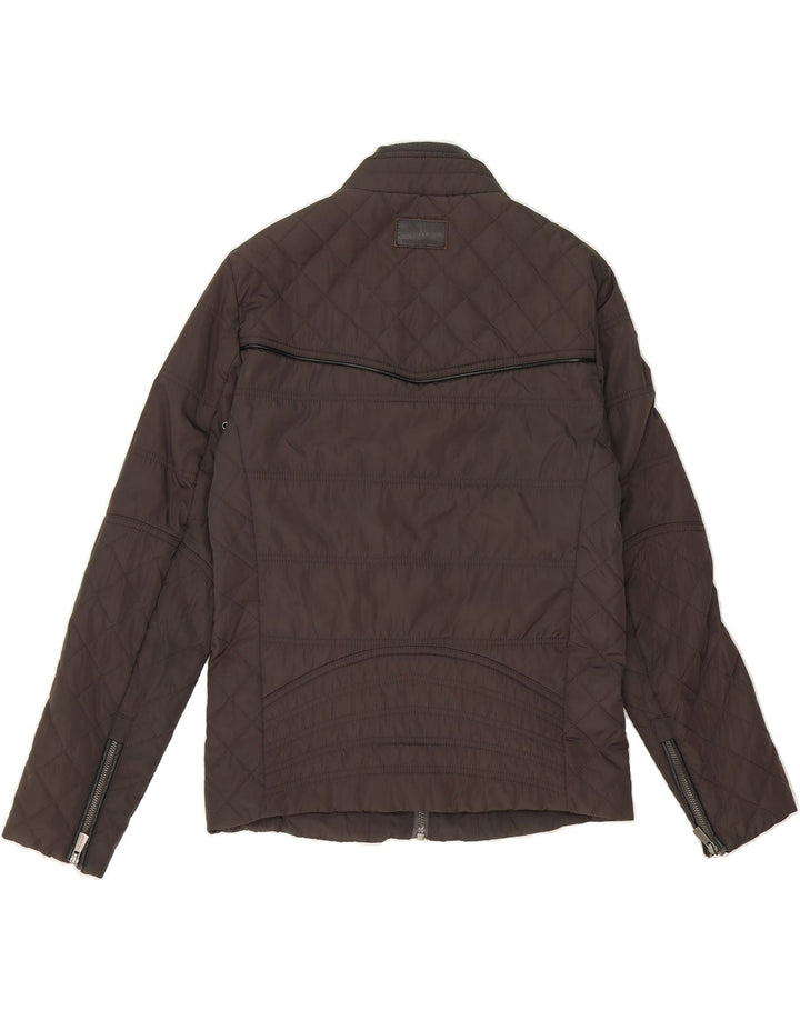 TRUSSARDI Mens Quilted Jacket IT 46 Small Brown Polyester Vintage Trussardi and Second-Hand Trussardi from Messina Hembry 