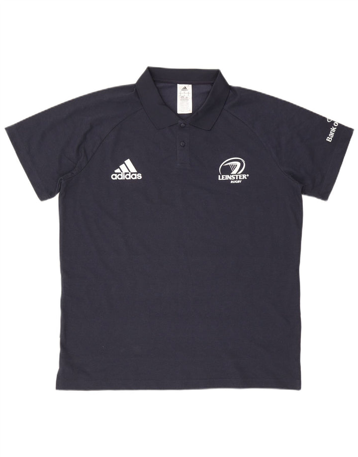 ADIDAS Mens Polo Shirt XL Navy Blue Striped Cotton