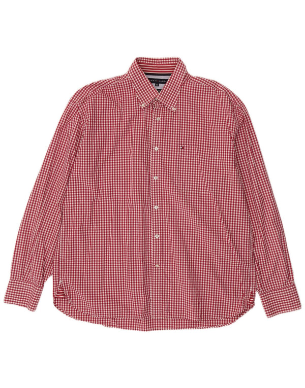 Tommy Hilfiger Mens Shirt 2XL Red Gingham Cotton