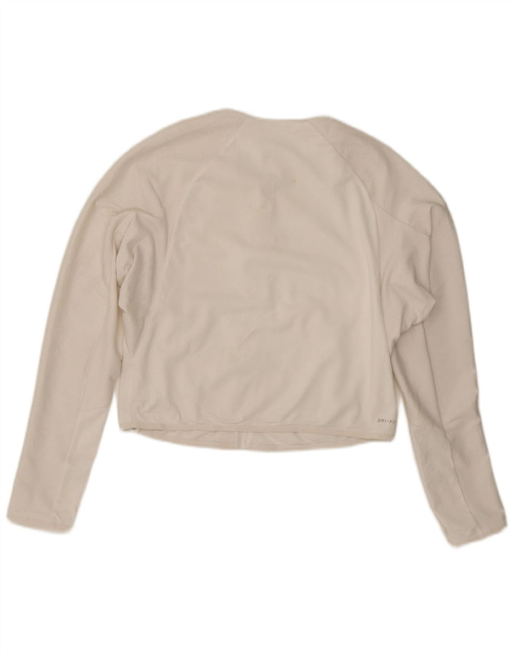 Nike Womens Dri Fit Crop Tracksuit Top Jacket UK 16 Large White Polyester