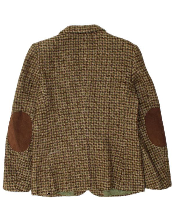 Tris Womens 2 Button Blazer Jacket UK 12 Medium Khaki Houndstooth