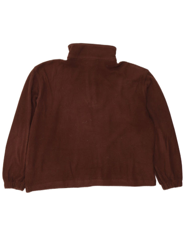 ELLESSE Womens Oversized Zip Neck Fleece Jumper UK 12 Medium Brown