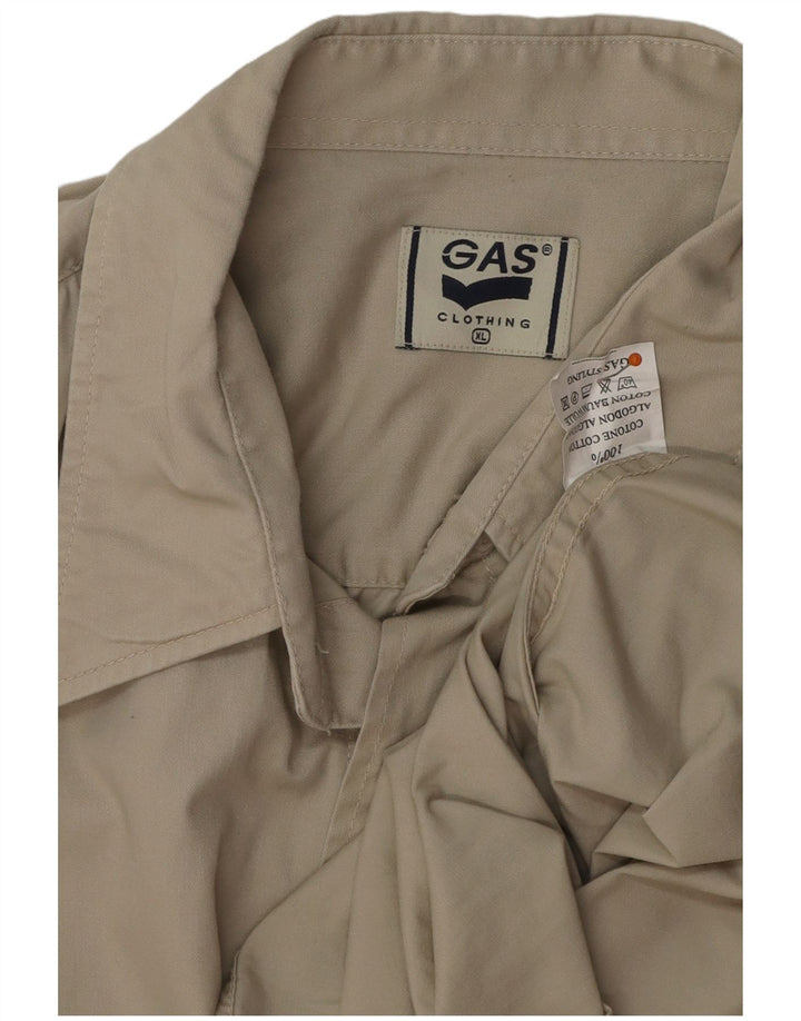GAS Mens Military Shirt XL Beige Cotton