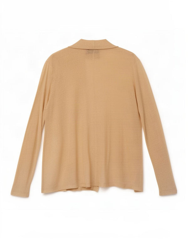 Zara Womens Open Cardigan Top UK 14 Large Beige Linen