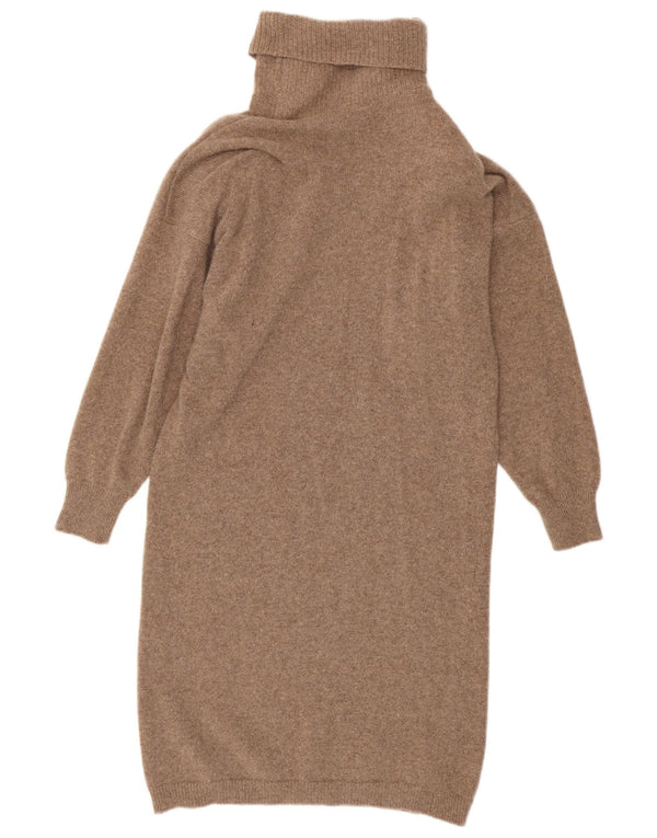 Vintage Womens Long Sleeve Jumper Dress UK 10 Small Brown Animal Print