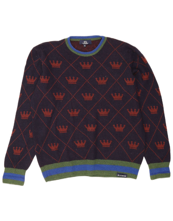 La Martina Mens Abstract Pattern Crew Neck Jumper Sweater Medium Navy Blue