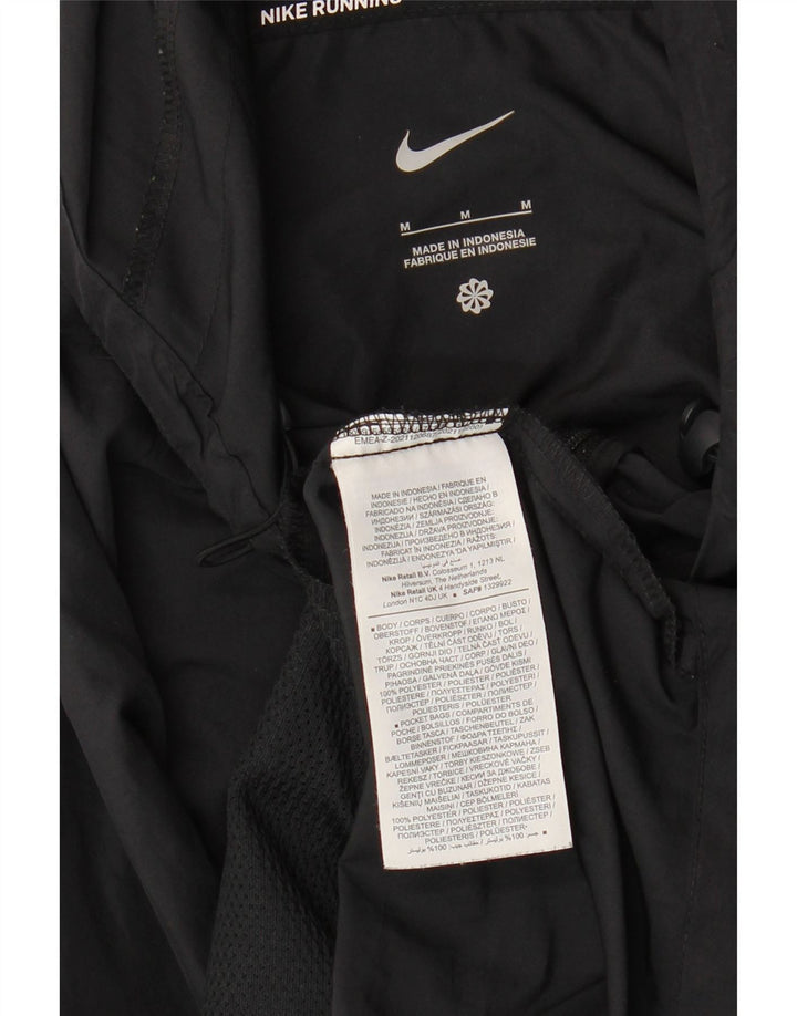 NIKE Mens Hooded Rain Jacket UK 38 Medium Black Polyester