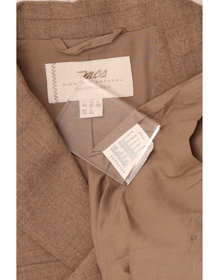 Marlboro Classics Womens 3 Button Blazer Jacket UK 14 Large Brown Polyester