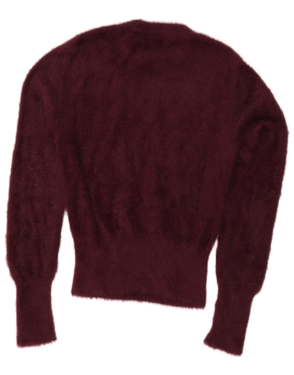Zara Womens Crew Neck Jumper Sweater UK 10 Small Burgundy Nylon