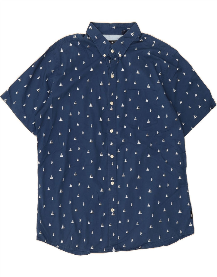 IZOD Mens Short Sleeve Shirt Large Blue Spotted Cotton Vintage Izod and Second-Hand Izod from Messina Hembry 
