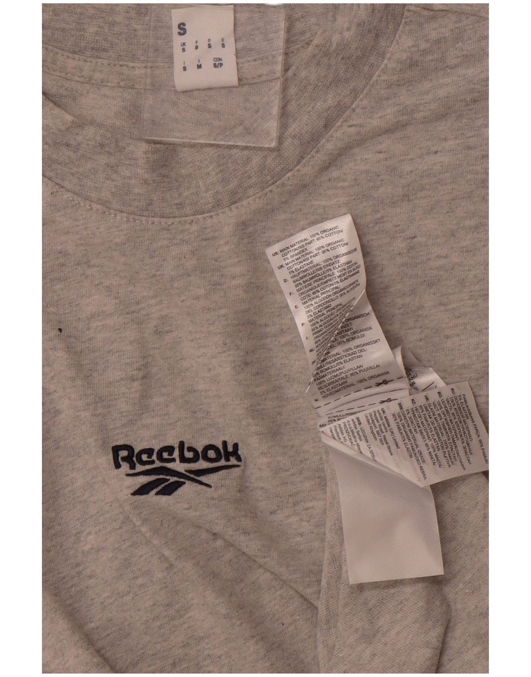 REEBOK Mens Graphic T-Shirt Top Small Grey Cotton