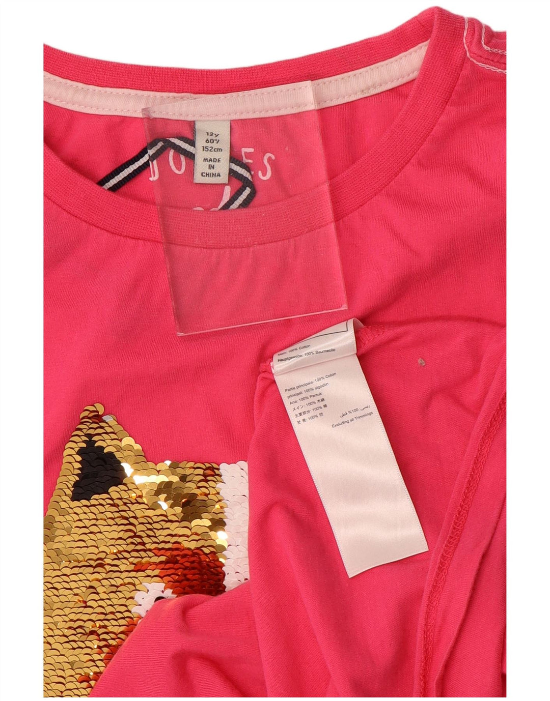 JOULES Girls Graphic Top Long Sleeve 11-12 Years Pink Cotton
