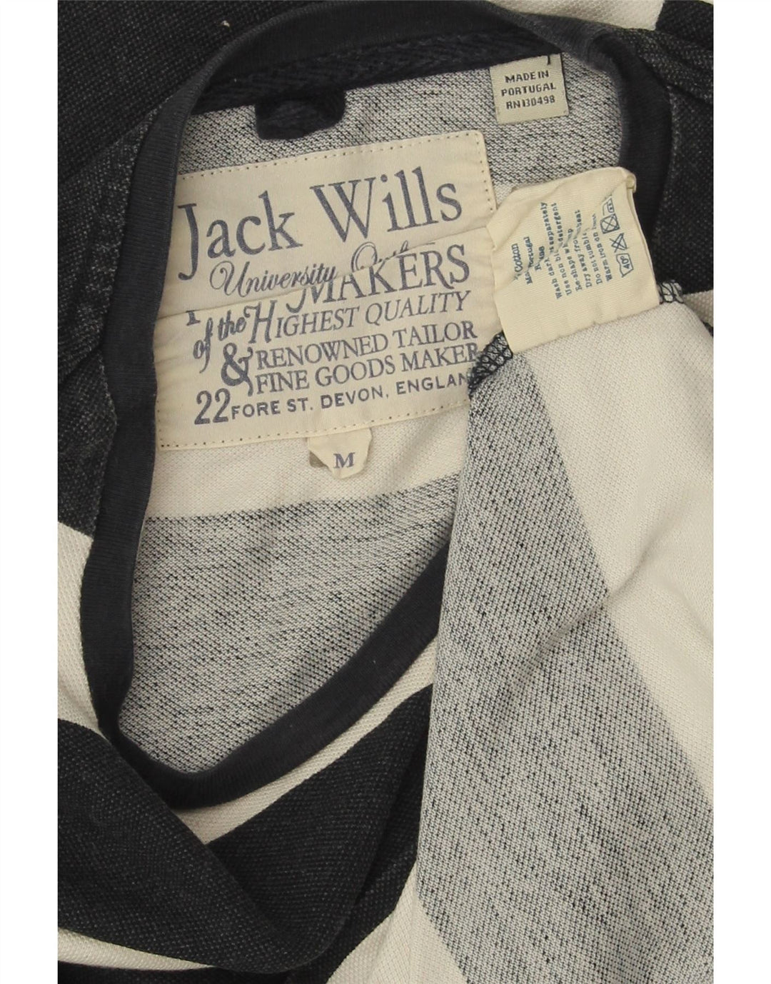JACK WILLS Mens Top Long Sleeve Medium Navy Blue Striped Cotton