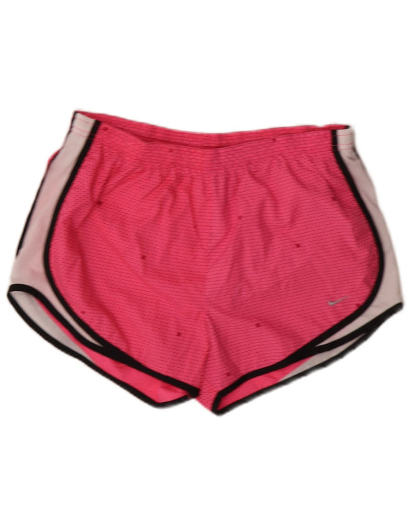 NIKE Womens Dri Fit Sport Shorts UK 12/14 Medium Pink Colourblock