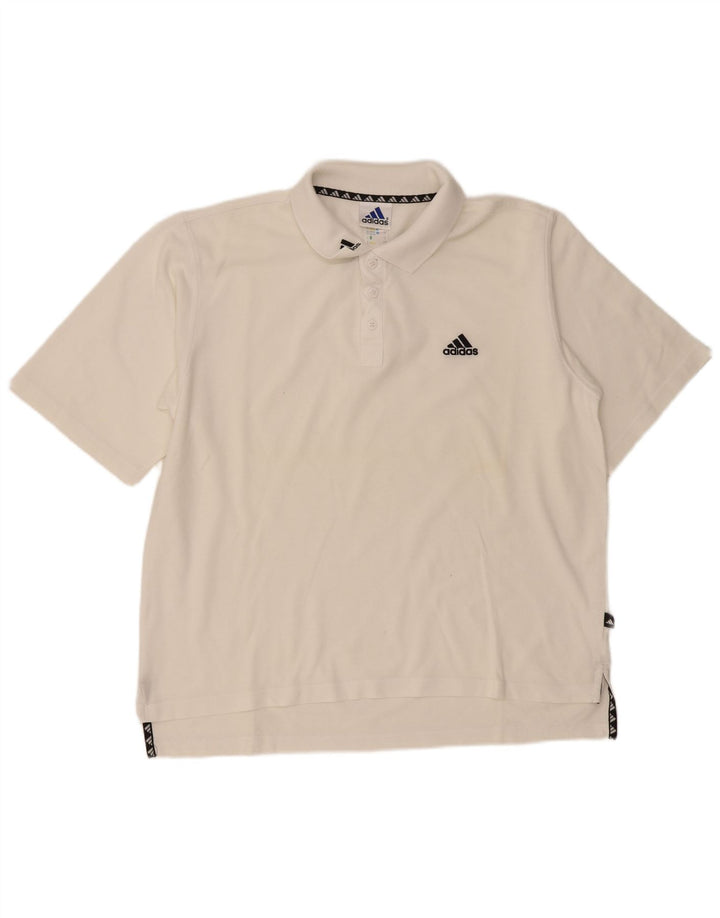 Adidas Mens Polo Shirt Large White Cotton