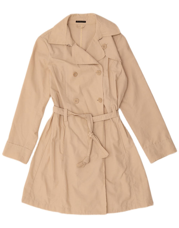 Sisley Womens Trench Coat IT 46 Large Beige Cotton
