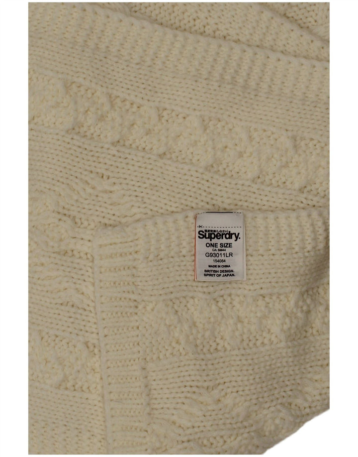 Superdry Womens Knit Rectangle Scarf One Size Off White Acrylic
