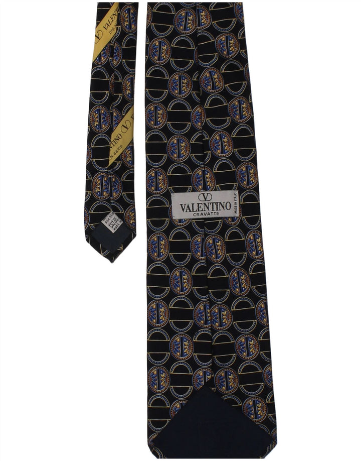 Valentino Mens Cravatte Tie One Size Navy Blue Geometric Silk Designer