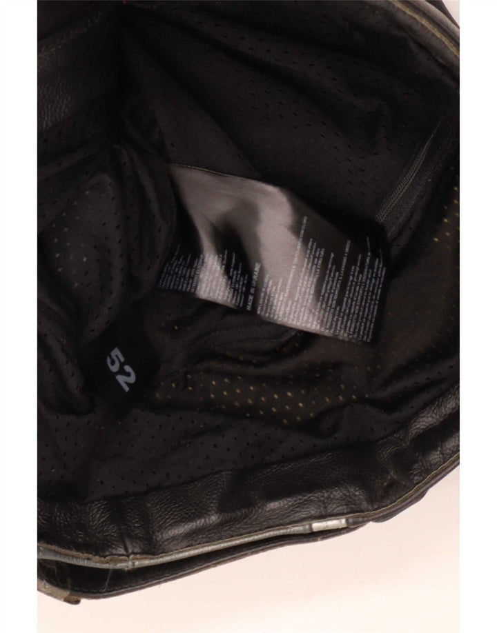 Vintage Mens Leather Racer Jacket IT 52 Large Black Colourblock