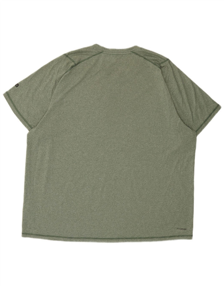 ADIDAS Mens Aeroready T-Shirt Top 2XL Khaki Flecked Polyester