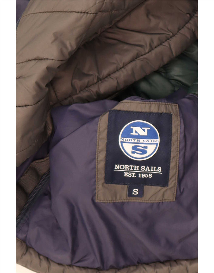 North Sails Mens Hooded Padded Jacket UK 36 Small Grey Nylon