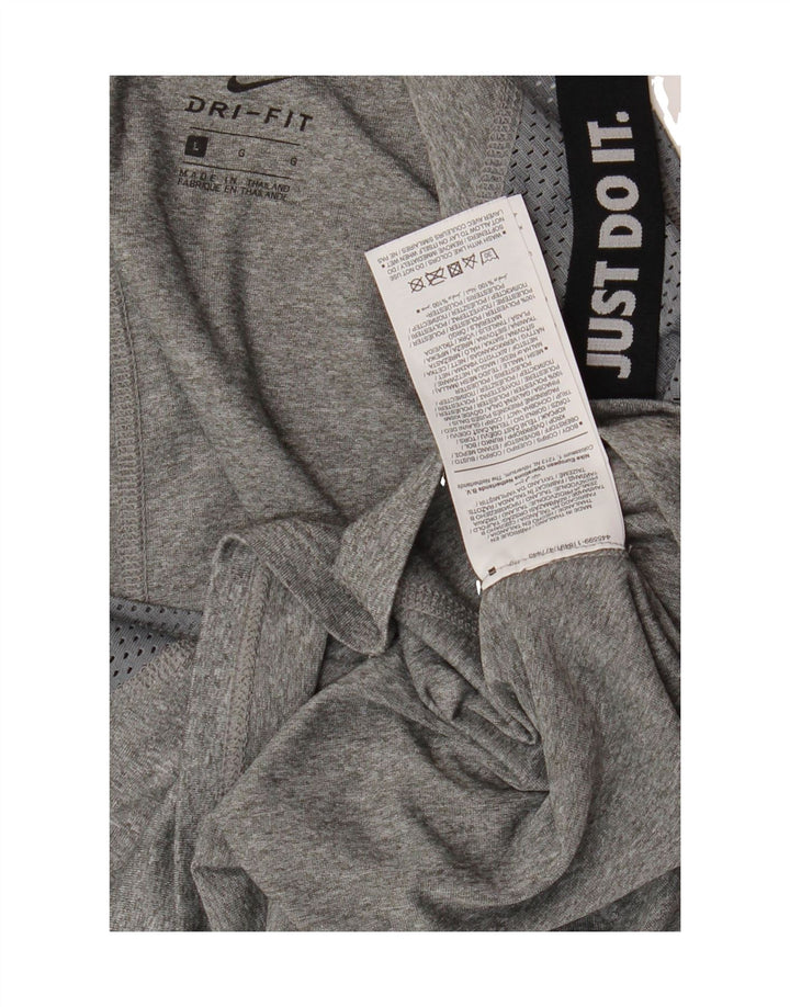 NIKE Womens Dri Fit Graphic Vest Top UK 16 Large Grey Polyester Vintage Nike and Second-Hand Nike from Messina Hembry 