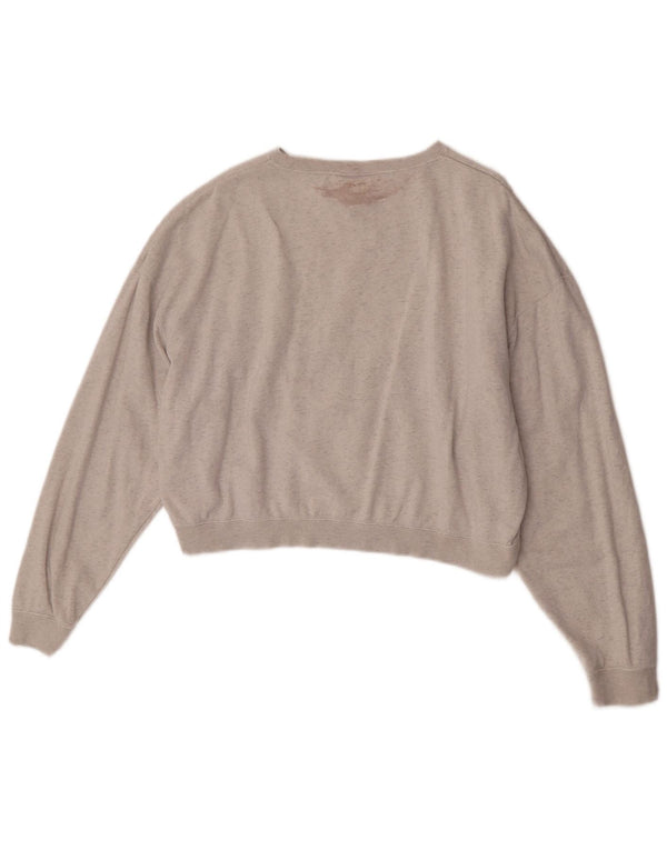 Nike Womens Crop Oversized Sweatshirt Jumper UK 14 Medium Grey Striped