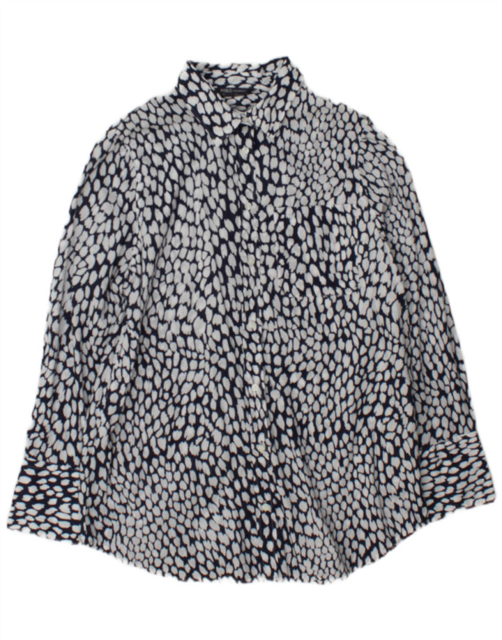 Marks & Spencer Womens Shirt UK 14 Large White Spotted Cotton