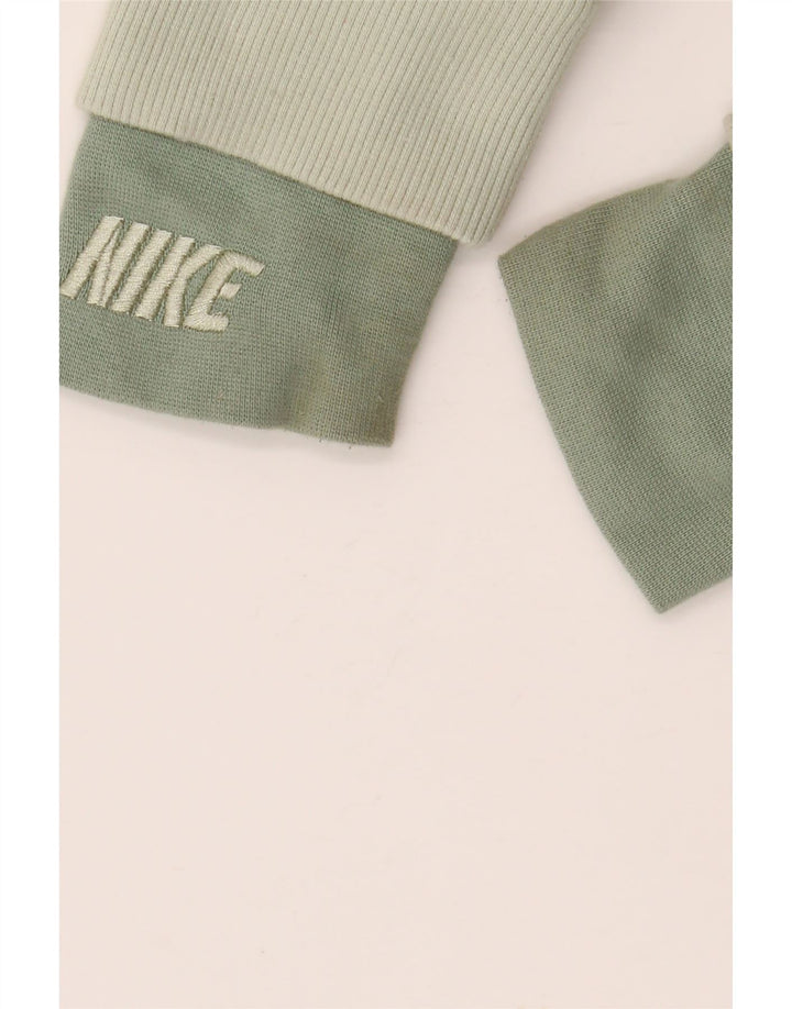 Nike Womens Crop Hoodie Jumper UK 10 Small Green Colourblock Cotton