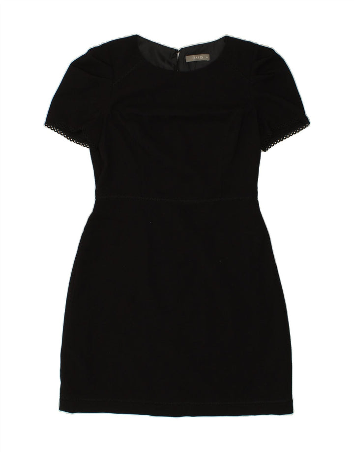 OASIS Womens Short Sleeves Sheath Dress UK 14  Medium Black Polyester Vintage Oasis and Second-Hand Oasis from Messina Hembry 