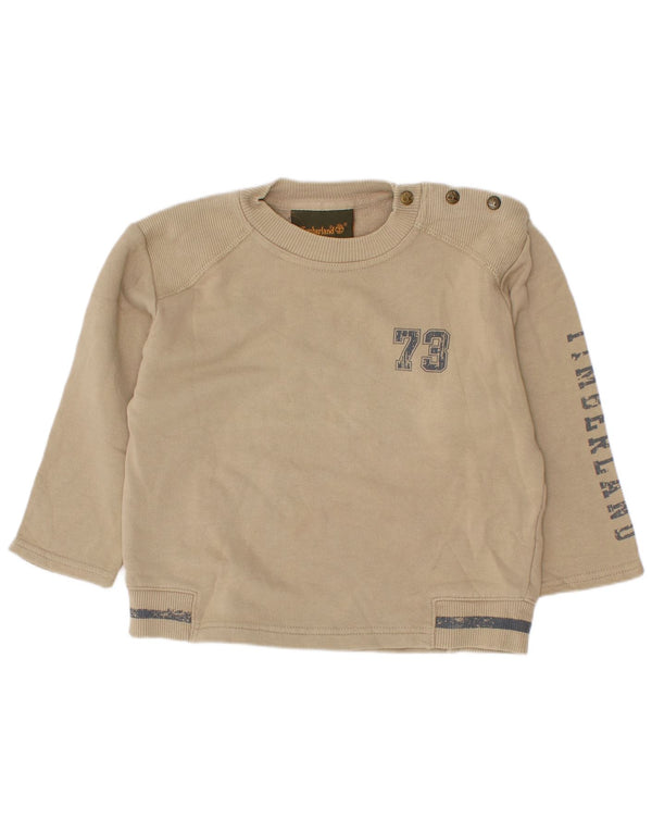 Timberland Boys Graphic Sweatshirt Jumper 2-3 Years Beige Cotton