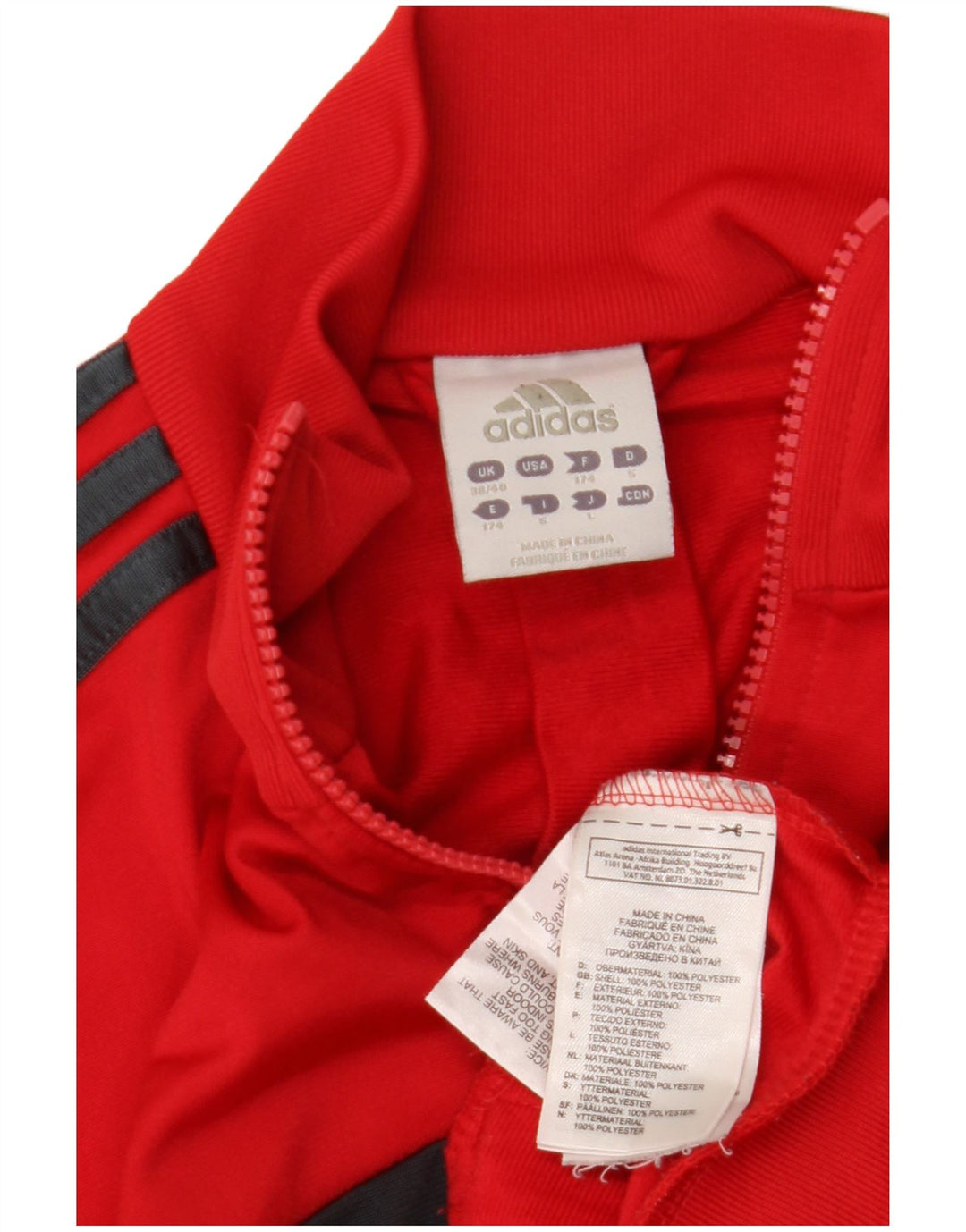 ADIDAS Mens Tracksuit Top Jacket UK 38/40 Medium Red Colourblock Polyester
