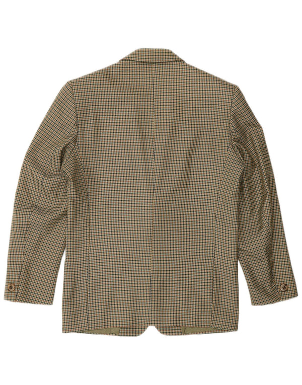 Vintage Womens 2 Button Blazer Jacket UK 14 Medium Khaki Houndstooth