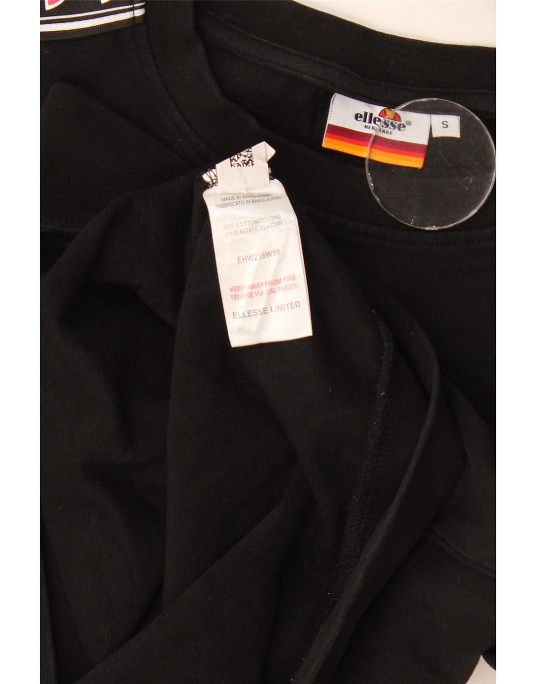 Ellesse Mens Heritage Graphic Sweatshirt Jumper Small Black Colourblock