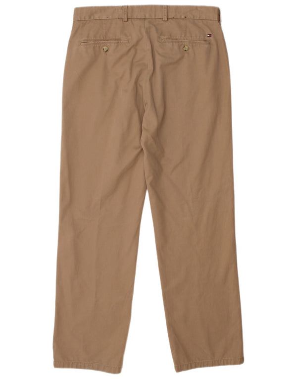 TOMMY HILFIGER Mens Straight Chino Trousers W34 L32 Beige Cotton