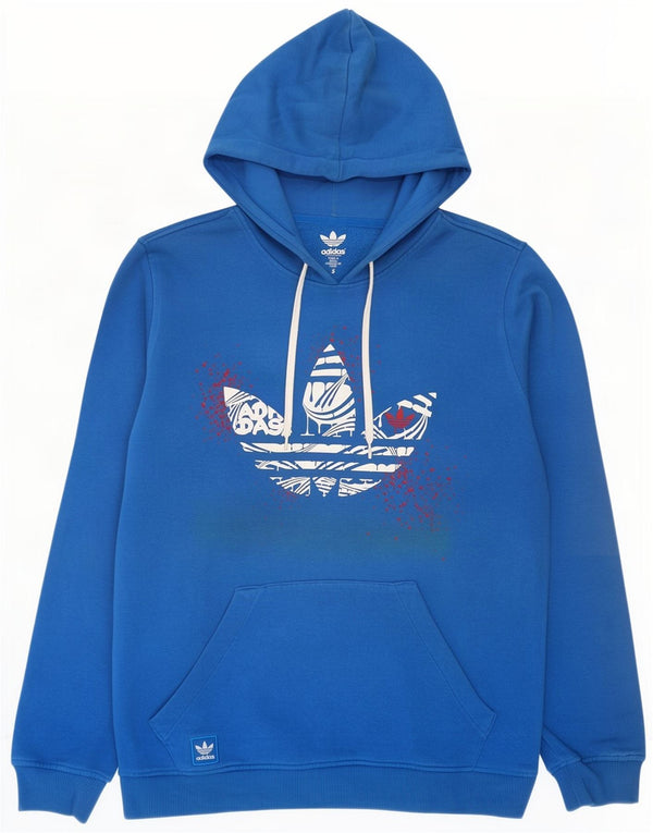 Adidas Mens Graphic Hoodie Jumper Small Blue Cotton
