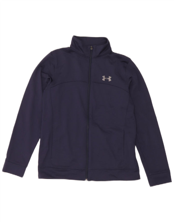 Under Armour Boys Tracksuit Top Jacket 11-12 Years Large Navy Blue