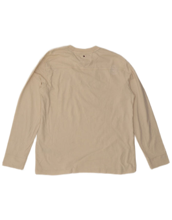 TOMMY HILFIGER Boys Graphic Top Long Sleeve 15-16 Years Off White Cotton