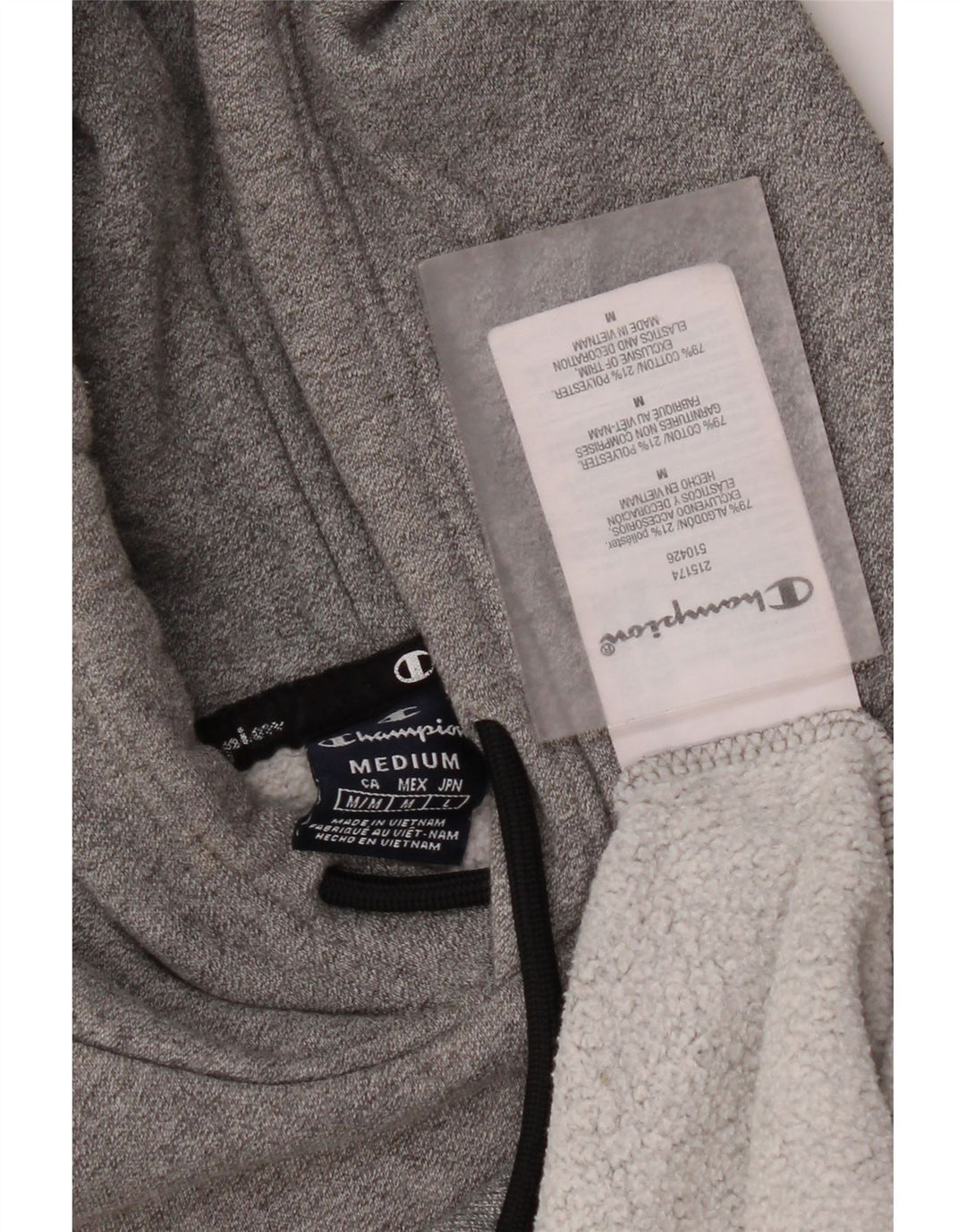 Champion Mens Graphic Hoodie Jumper Medium Grey Flecked Cotton