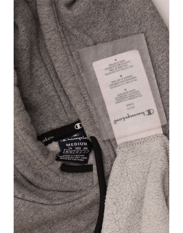 Champion Mens Graphic Hoodie Jumper Medium Grey Flecked Cotton